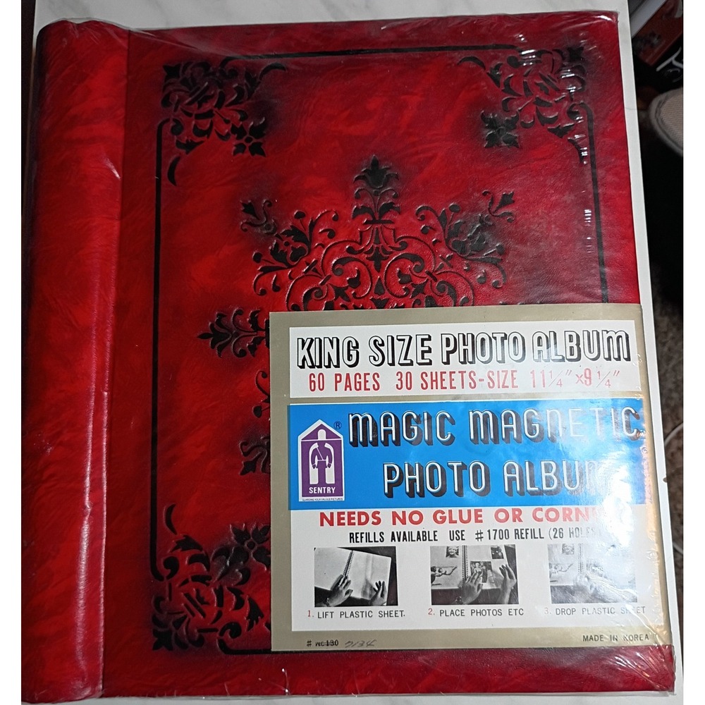 Vintage Sentry Magic Magnetic Photo Album Red King Size 60 Pages New WC130